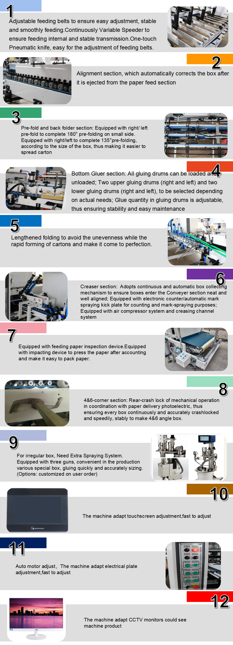 Kecepatan tinggi otomatis 4 & 6 Corner Folder Gluer Machine